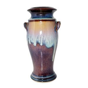 Bill Campbell Art Pottery Studio Crystalline Glazed Large Handled Vase 10”  Tall